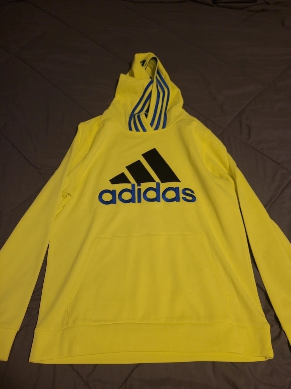 adidas Yellow Crewneck Hoodie with Black Logo